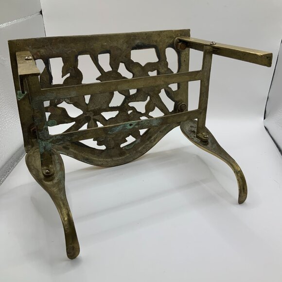 Brass Metal Vintage Gold Finish Footrest Kettle Stand Birds of Paradise - Picture 6 of 10